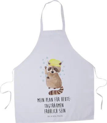 Produktbild von Mr. & Mrs. Panda Grillschürze Waschbär - Weiß - Geschenk, Kochschürze, Lustige Sprüche, Waschen, Seifenblasen, Tagträumen, Schürze, Fröhlich, Küchenzubehör, Kellner, Plan