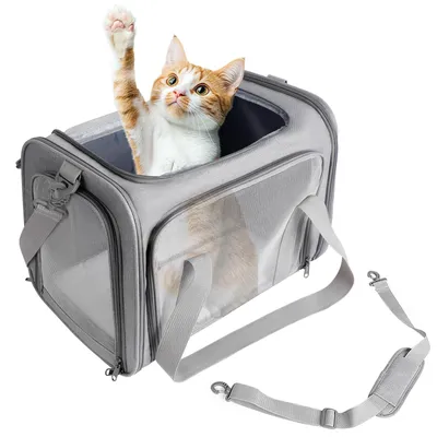 Faltbare Katzentransportbox, 44x30x28 cm, bis 6 kg, mit Schultergurt