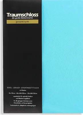 Produktbild von Traumschloss Premium Edel-Jersey Spannbettlaken 180-200 x 200-220 cm türkis 165g/m², 95% gekämmte Mako Baumwolle, 5% Elasthan