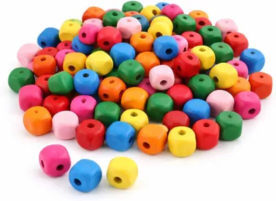 Imagen del producto de Cubo de cuentas de madera, de varios colores, 6 mm, 200 unidades, con agujero de 2 mm, ideal para manualidades creativas