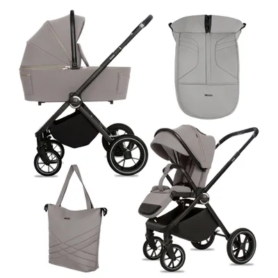 Produktbild von BabyLux® Kinderwagen 2in1 GAVIA, Faltbar Leicht Kombikinderwagen Set incl. Babywanne, Buggy Sportsitz, Wickeltasche und mehr Zubehör, 4 Liegepositionen, 0-22kg (0-4 Jahre), UV Schutz 50+. Belüftung