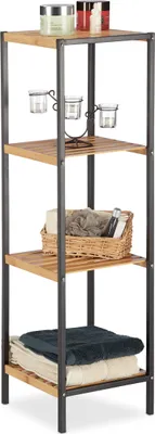 Produktbild von relaxdays Quadratisches Regal Bambus und Stahl