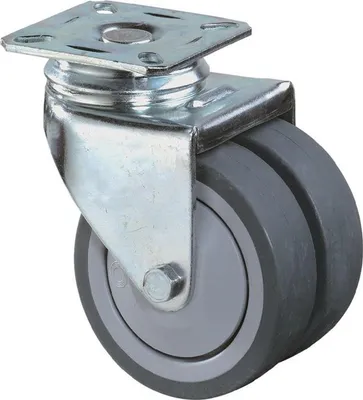 Image de Roulette double pivotante 50mm 60kg sans blocage en caoutchouc gris 60x60mm BS ROLLEN