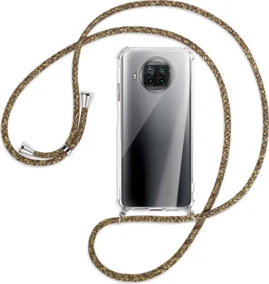 Produktbild von Handykette Backcover-Schutzhülle mit Band (Metall silberfarben) für Xiaomi Mi 10T Lite 5G - braun+beige