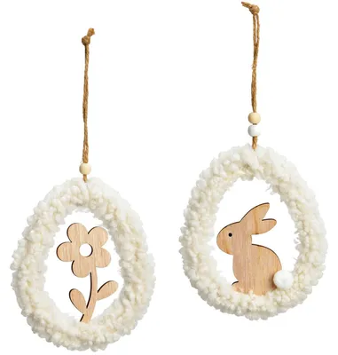 Immagine prodotto di Uova di Pasqua appese set di 2 decorazioni pasquali in legno appese 26 cm