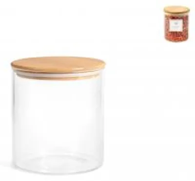 Produktbild von H&H Barattolo aus Borosilikatglas mit Bambusdeckel, 600 ml