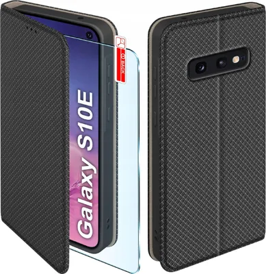 Zdjęcie produktu dla Etui z klapką do Samsung S10e Zamykane Czarne Futerał + Szkło 9H