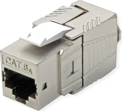 Produktbild von ROLINE Cat.6A (Class EA) Keystone, RJ-45, geschirmt, werkzeuglos, GHMT, silberfarben