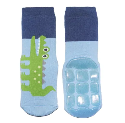 Produktbild von Kinder ABS-Socken aus Baumwolle Ferne Reise Mittelblau Krokodil Größe 35-38