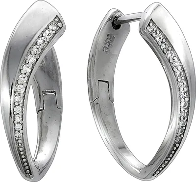 Produktbild von F Klappcreolen 925/- Sterling Silber 5,50cm weiß Zirkonia weiß 025210039