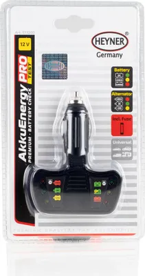 Produktbild von HEYNER® Batterieprüfer 12 V Spannungsmesser / Prüfgerät mit LED für Zigarettenanzünder Akku Energy TEST Batteriespannung für Auto Caravan etc.
