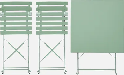 Immagine prodotto di Set tavolo da giardino pieghevole in acciaio con 2 sedie, 70cm, Verde grigio