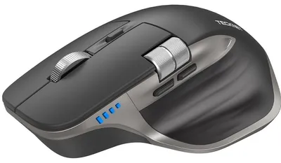 Immagine prodotto di Mouse Bluetooth senza fili BT 5.0, con rotellina laterale. Possibilità di connettere fino a 3 computer. Colore: grigio scuro