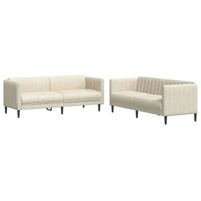 Produktbild von vidaXL 2-tlg. Sofagarnitur Creme Stoff