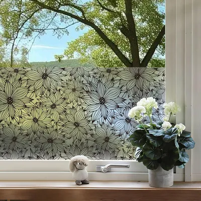 Image de Film pour fenêtre dktie, avec protection UV et anti-éblouissement, protection de l'intimité, décoration de fenêtre teintée (89 x 200 cm)