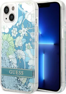 Obrázek produktu pro Guess Guhcp14Slflsn Iphone 14 6.1 Zelený/Zelený Pevný Obal Flower Liquid Glitter