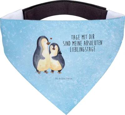 Produktbild von Mr. & Mrs. Panda Bandana Pinguin umarmen - Eisblau - Geschenk, Dreieckstuch, Hochzeitstag, Halstuch Für Hunde, Liebe, Hals Tuch, Hundehalstuch, Hundeschal, Hochzeit