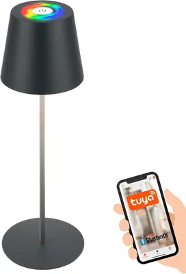 Image de Briloner Coloris LED Lampe de table Smart sans fil, Smart viaApp, Variable, Fonction mémoire, Minuterie, Anthracite, Ø10,5 x 36 cm