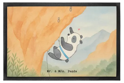Produktbild von Mr. & Mrs. Panda fußmatte Panda Klettern Design 40 x 60 cm - Weiß - Geschenk, Bouldern, Klettersport, Schmutzmatte, Türmatte, Bodenvorleger, Schmutzfangmatte