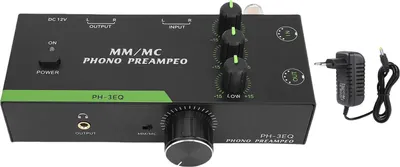 Immagine prodotto di Preamplificatore phono MM/MC, preamplificatore phono stereo mini professionale per giradischi, giradischi, ingresso XLR a 5 poli, uscita, 3,5 mm