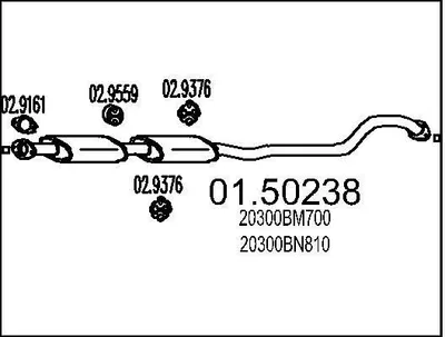 Produktbild von MTS 01.50238 Mittelschalldämpfer Schalldämpfer für NISSAN ALMERA II Hatchback (N16) Almera II Limousine (N16)