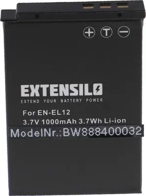 Produktbild von EXTENSILO Akku kompatibel mit Nikon Keymission 360, 170 Kamera (1000 mAh, 3,7 V, Li-Ion)