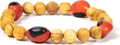 Zdjęcie produktu dla Bransoletka Palo Santo z 4 elastycznymi koralikami Huayruro - zestaw 2 szt. - 0,8 cm