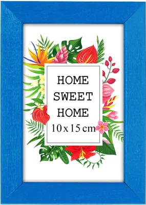 Obrázek produktu pro MG Design rámeček na obrázky 10 x 15 cm - barva modrá, ze dřeva, s akrylovým sklem - pro vertikální nebo horizontální zavěšení/postavení, na fotografie, plakáty