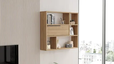 Immagine prodotto di Skye Decor, On5-S, Wandregal, 100% MELAMINBESCHICHTETE SPANPLATTEN, Nussbaum, 90,1 x 22 x 81 cm