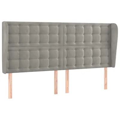 Produktbild von Kopfteil mit Ohren Hellgrau 163x23x118/128 cm Samt