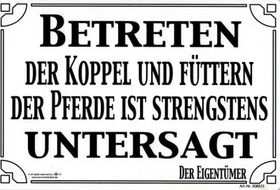 Produktbild von Gebotsschild - BETRETEN DER KOPPEL U. FÜTTERN VERBOTEN - 308573 - 30 x 20 cm