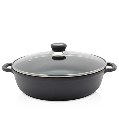 Produktbild von Karl Krüger 21928D Aluguss-Servierpfanne Delta mit Glasdeckel, 28 cm