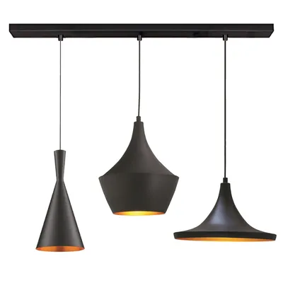 Produktbild von Pendelleuchte 3 Flammige Metall E27 Schwarz Modern Lampe