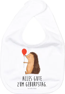Produktbild von Mr. & Mrs. Panda Lätzchen Igel Luftballon - Weiß - Geschenk, Kinderlätzchen, Geburtstagskind, Herzlichen Glückwunsch, Babylätzchen, Happy Birthday, Lustige Sprüche