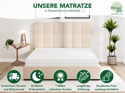 Produktbild von Ergonomische 7-Zonen Kaltschaummatratze | 80 x 200 cm | 21cm | H2 & H3 | DREAMSTAR Easy Flex