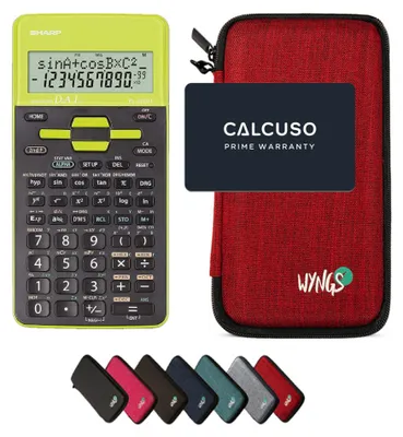 Produktbild von Sharp EL-531TH Grün inkl. WYNGS Schutztasche Rot - Wissenschaftlicher Taschenrechner - Basic Set