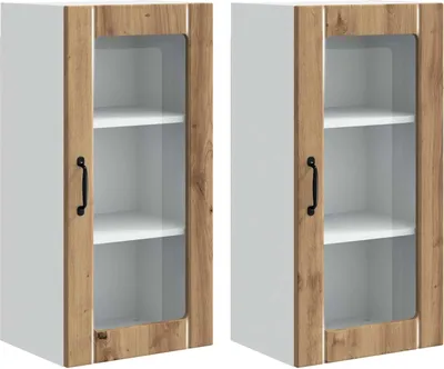 Obrázok produktu pre Nástenný sklenený kabinet PORTO 2 pcs Remeselný dub
