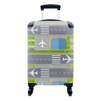 Produktbild von MuchoWow® Koffer Handgepäck Trolley Rollkoffer Kleine Reisekoffer mit 4 Rollen - Design - Flughafen - Flugzeug - Cabin Size < 55x40x23 cm & 55x40x20 cm - Fotokoffer - Kabinenkoffer - Boardgepäck - Reise-Box - Reisekoffer - Reisegepäck - Koffer mit Bild - Trolley für Kinder