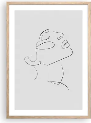 Produktbild von Gerahmtes Poster - Rahmen in heller Eiche - Stück Linear Gesicht - 50x70 cm - Wand Bild - Wanddeko - Wandbilder - Kunstposter - Wandposter - Bilderrahmen - Bilder - Kunstdruck - P2NPA50x70-4823