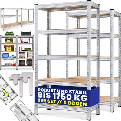 Immagine prodotto di MONZANA® 2x Scaffali Metallo 180x90x40cm Portata Totale 1750 Kg 10 Pannelli MDF Scaffalatura Metallo Scaffali ad Alta Portata Scaffale Cantina