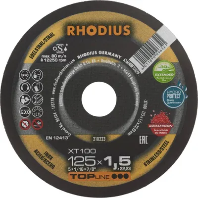 Obrázek produktu pro RHODIUS Extra tenký řezný kotouč XT100 125 x 1,5 x 22,23 TOPline