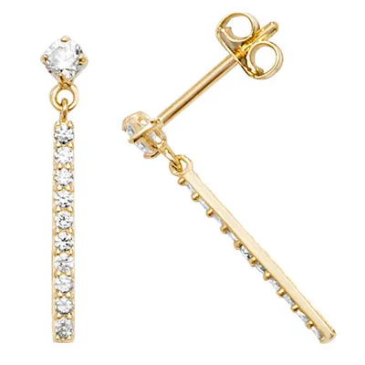 Produktbild von Moderne 9 Karat (375) Gold Damen - Paar Ohrringe mit Zirkonia - 20mm*2mm; TRS27305