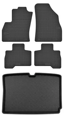 Produktbild von Gummimatten + Kofferraumwanne für Fiat Qubo 2008-2017 (Minivan/Kombi, 5-Sitzer) – Schwarz, passgenau – Wielganizator
