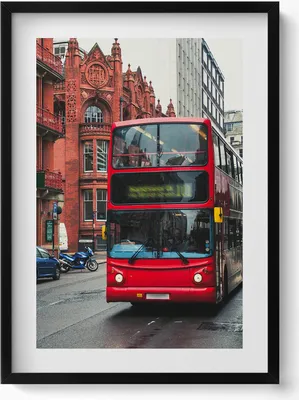 Produktbild von Bus in Birmingham Vereinigtes Königreich– Wandbild mit Rahmen – Gerahmtes Bild  – Wanddekoration – 50x70 cm –  Schwarz Rahmen