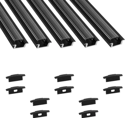Produktbild von 5x A25 LED Profil 2m - Schwarz inkl. Abdeckung klar & Endkappen