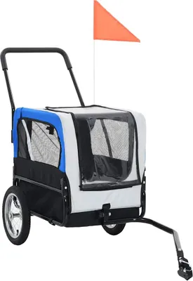Obrázok produktu pre vidaXL príves na bicykel 2 v 1 pre psov a kočík sivý a modrý