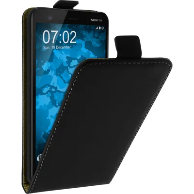 Produktbild von PhoneNatic Kunst-Lederhülle kompatibel mit  Nokia 2 - Flip-Case schwarz Cover