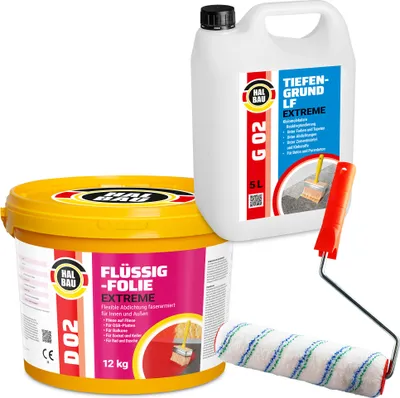 Produktbild von Flüssigfolie 12kg Balkon Bad Farbroller 25cm Tiefengrund Abdichtung Außen Innen H207
