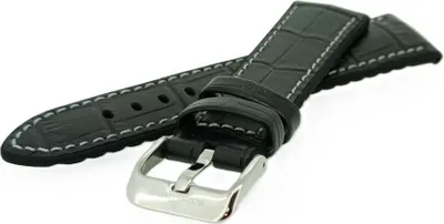 Produktbild von Jacques Lemans | Uhrenarmband Leder schwarz 22mm Krokoprägung 1-2117