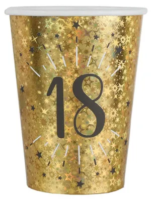 Zdjęcie produktu dla Kubeczki papierowe na osiemnaste urodziny 18 Sparkling - 250 ml - 10 szt.